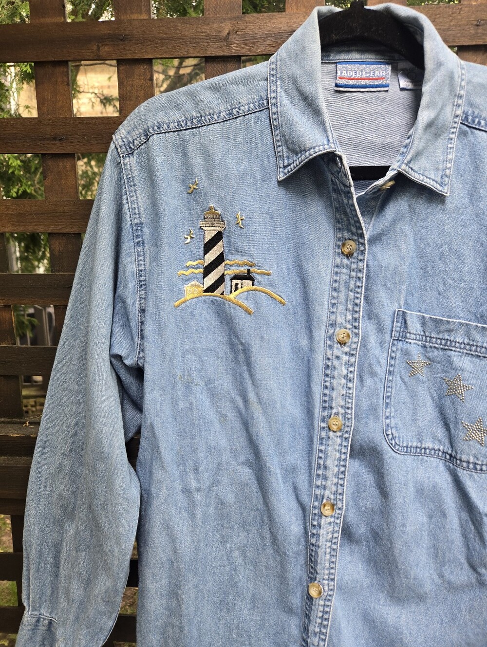 Vintage Embroidered Chambray Shirt